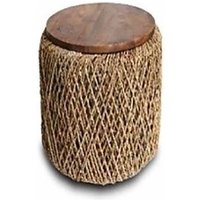 View Natural mindi wood lamp table - round - weaved base View Natural mindi wood lamp table - round - weaved base