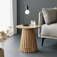 View Ollie lamp table - round - slatted base - natural oak View Ollie lamp table - round - slatted base - natural oak