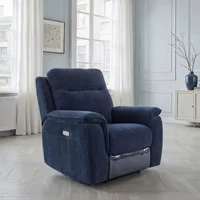 View Havana armchair - electric recliner - blue fabric View Havana armchair - electric recliner - blue fabric