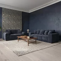 View Jacob sofa set - black fabric - 3+2 seater View Jacob sofa set - black fabric - 3+2 seater