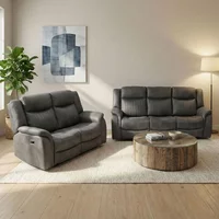 View Darlington recliner sofa suite - 3+2 seater - slate grey - fabric View Darlington recliner sofa suite - 3+2 seater - slate grey - fabric