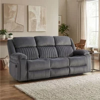 View Morgan manual recliner sofa - 3 seater - slate grey - fabric View Morgan manual recliner sofa - 3 seater - slate grey - fabric