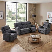 View Morgan manual recliner sofa suite - 3+1+1 seater - slate grey - fabric View Morgan manual recliner sofa suite - 3+1+1 seater - slate grey - fabric