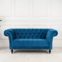 Click to view product details and reviews for Chester Sofa 2 Seater Blue Velvet Fabric. Click to view product details and reviews for Chester Sofa 2 Seater Blue Velvet Fabric.