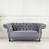 Click to view product details and reviews for Chester Sofa 2 Seater Grey Velvet Fabric. Click to view product details and reviews for Chester Sofa 2 Seater Grey Velvet Fabric.