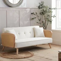 View Mila sofa bed - 3 seater - white fabric View Mila sofa bed - 3 seater - white fabric