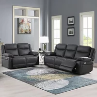 View Torino manual recliner sofa set - grey pewter faux leather - 3+2 seater View Torino manual recliner sofa set - grey pewter faux leather - 3+2 seater