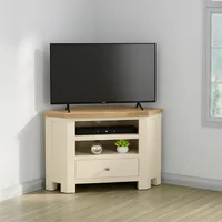 View Lundy corner tv unit - 90cm - ivory painted View Lundy corner tv unit - 90cm - ivory painted