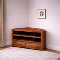 View Cube sheesham 95cm corner tv unit View Cube sheesham 95cm corner tv unit