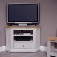 View Cotswold corner tv unit - 1 drawer - oak and painted View Cotswold corner tv unit - 1 drawer - oak and painted