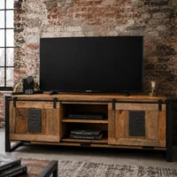 View Jupiter industrial tv cabinet - 2 sliding door - 160cm - medium - mango wood and metal View Jupiter industrial tv cabinet - 2 sliding door - 160cm - medium - mango wood and metal