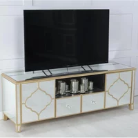 View Casablanca tv unit - mirrored - gold trim View Casablanca tv unit - mirrored - gold trim