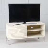 Click to view product details and reviews for Clearance Wave Tv Unit 100cm 1 Door Bone White Ripple Mango Wood. Click to view product details and reviews for Clearance Wave Tv Unit 100cm 1 Door Bone White Ripple Mango Wood.