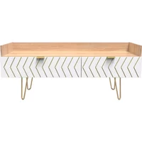 View Jigsaw tv unit - 130cm - 2 drawers - with gold hairpin legs - white and oak View Jigsaw tv unit - 130cm - 2 drawers - with gold hairpin legs - white and oak