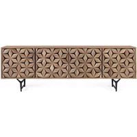 View Marlee tv unit - mango wood - geometric - 4 door - large View Marlee tv unit - mango wood - geometric - 4 door - large