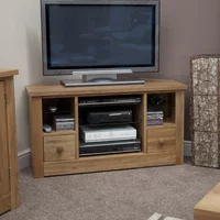 View Torino corner tv unit - 2 drawer - oak View Torino corner tv unit - 2 drawer - oak