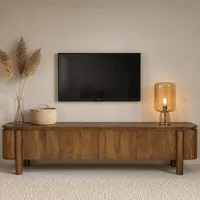 View Salano curved tv unit - 4 door - 210cm - large - natural - mango wood View Salano curved tv unit - 4 door - 210cm - large - natural - mango wood