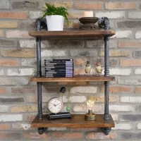 Click to view product details and reviews for Shelves Black Metal Pipe 3 Wooden Wall Shelves. Click to view product details and reviews for Shelves Black Metal Pipe 3 Wooden Wall Shelves.