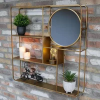 Click to view product details and reviews for Wall Shelf Gold Metal With Round Mirror. Click to view product details and reviews for Wall Shelf Gold Metal With Round Mirror.
