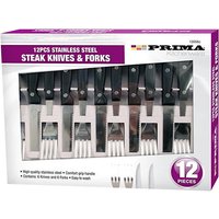Stainless Steel Steak Knives & Fork Set - 12 or 24 Piece