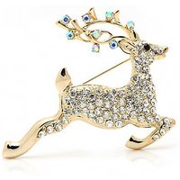 Discount Experts Enjoy 83% Discount on Simulated Crystal Reindeer Brooch Three Colours