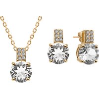 Crystal 18K Gold Plated Pendant & Earrings Set - 2 Colours