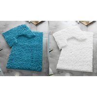 2-Piece Fluffy Microfibre Bath Mat Set - 9 Colours