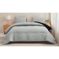 10.5 Tog Soft Coverless Reversible Duvet Set with Quilted Pillowcase Cover - 4 Colours, 4 Sizes