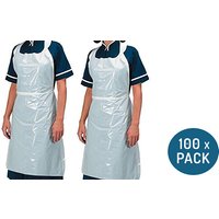 100 White Disposable Anti-Bacterial Aprons