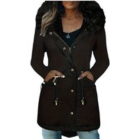 Faux Fur Parka Style Drawstring Coat – Stay Warm & Stylish This Winter