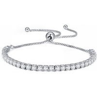 Cubic Zirconia Silver Plated Adjustable Tennis Bracelet