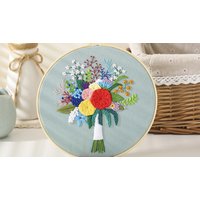 Flower Bouquet DIY Cross Stitch Embroidery Starter Kit - 4 Colours