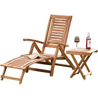 Garden Acacia Folding Steamer Deck Chair or Side Table - 1 or 2