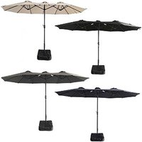 4.6M Double-Sided Garden Parasol with Base - 4 Colours!