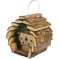Wooden Hanging Bee Hotel - Wildlife Habitat for Bees & Pollinators