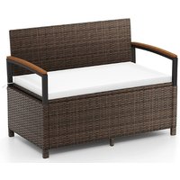 175L Outdoor Rattan Storage Bench with Cushion