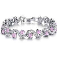 Pink Simulated Crystal Wavelet Bracelet
