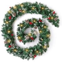 9FT Pre-Lit Snow Tipped Christmas Garland