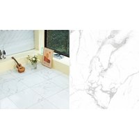 3.34m² Self Adhesive Marble Effect PVC Floor Tiles - White Gloss or Matte Black