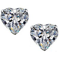 Silver Colour Crystal Heart Earrings