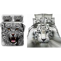 3D White Tiger or Snow Leopard Duvet Set - 3 Sizes & Designs