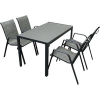 4-Seater Metal Garden Dining Set - with Mesh Chairs & Table