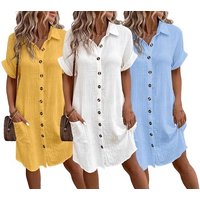 Women's Summer Button Up Shirt Dress - 14 Colours & 5 Sizes!