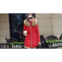Women's Faux Fur Collar Mid-Length Winter Coat - 5 Colours & Sizes