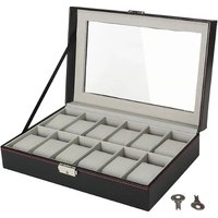 12-Slot Watch Case with Lock & 2 Keys