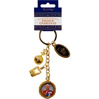 King Charles III Coronation Charm Stainless Steel Keyring