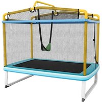 Kids 3-in-1 Rectangular Trampoline Set - with Safety Enclosure Net & Swing!