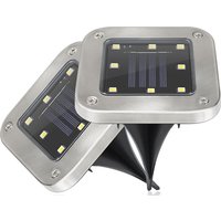 2 or 4 Waterproof Solar 8 LED Ground Lights - 2 Colours