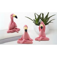 3-Piece Yoga Flamingo Figurines