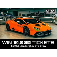 10,000 tickets, worth £500, for entry in the 2023 Lamborghini Huracan STO + £10,000 Cash Draw
